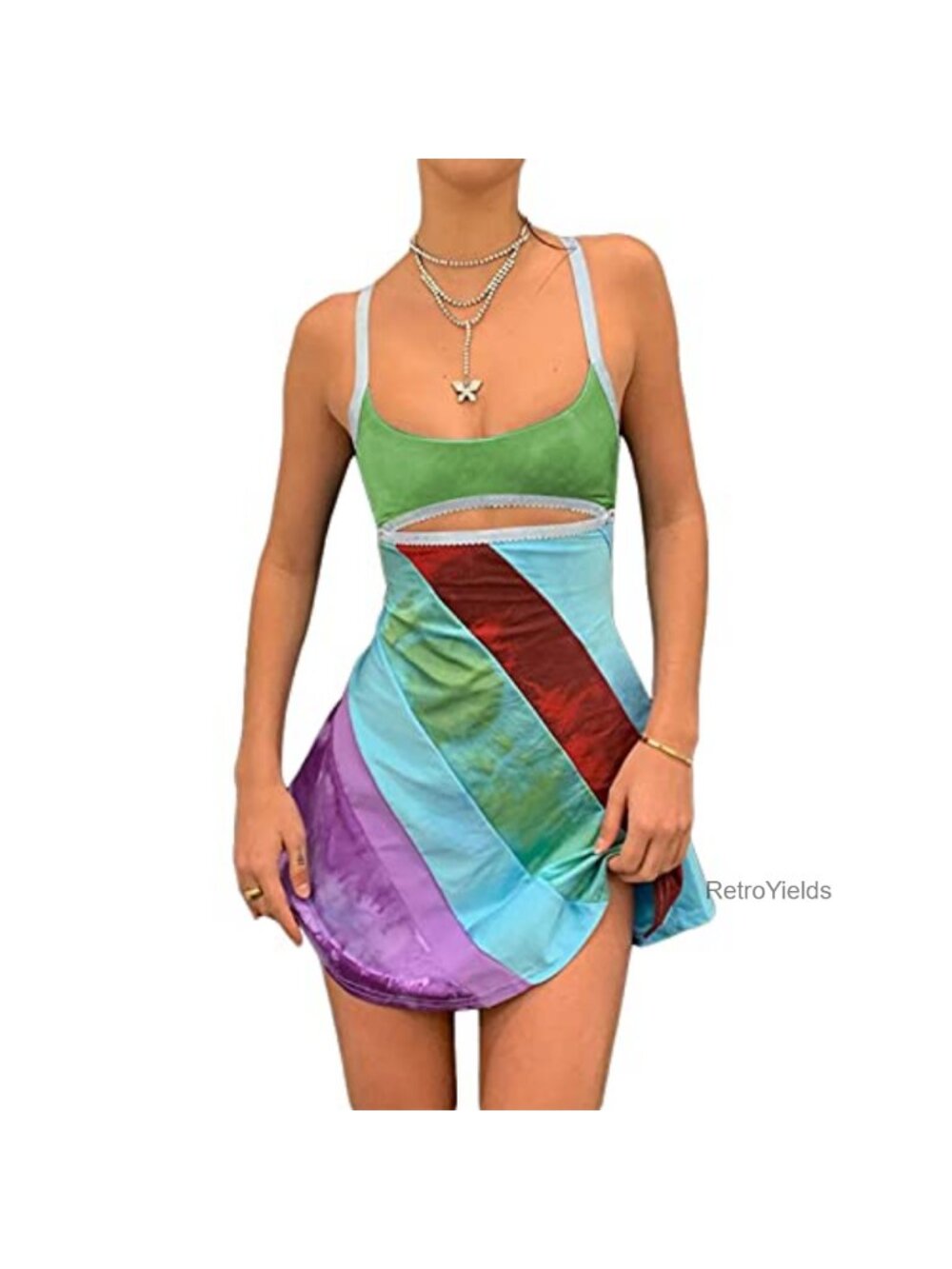Women Y2K Cami Bodycon Mini Dress Spaghetti Strap Club Night Out